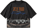 Black unisex cropped New York Over Everything Embroidered Heavyweight Subway Tee